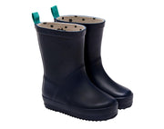 Angled side view of Ten Little Rain Boots - Navy. Available at www.tenlittle.com
