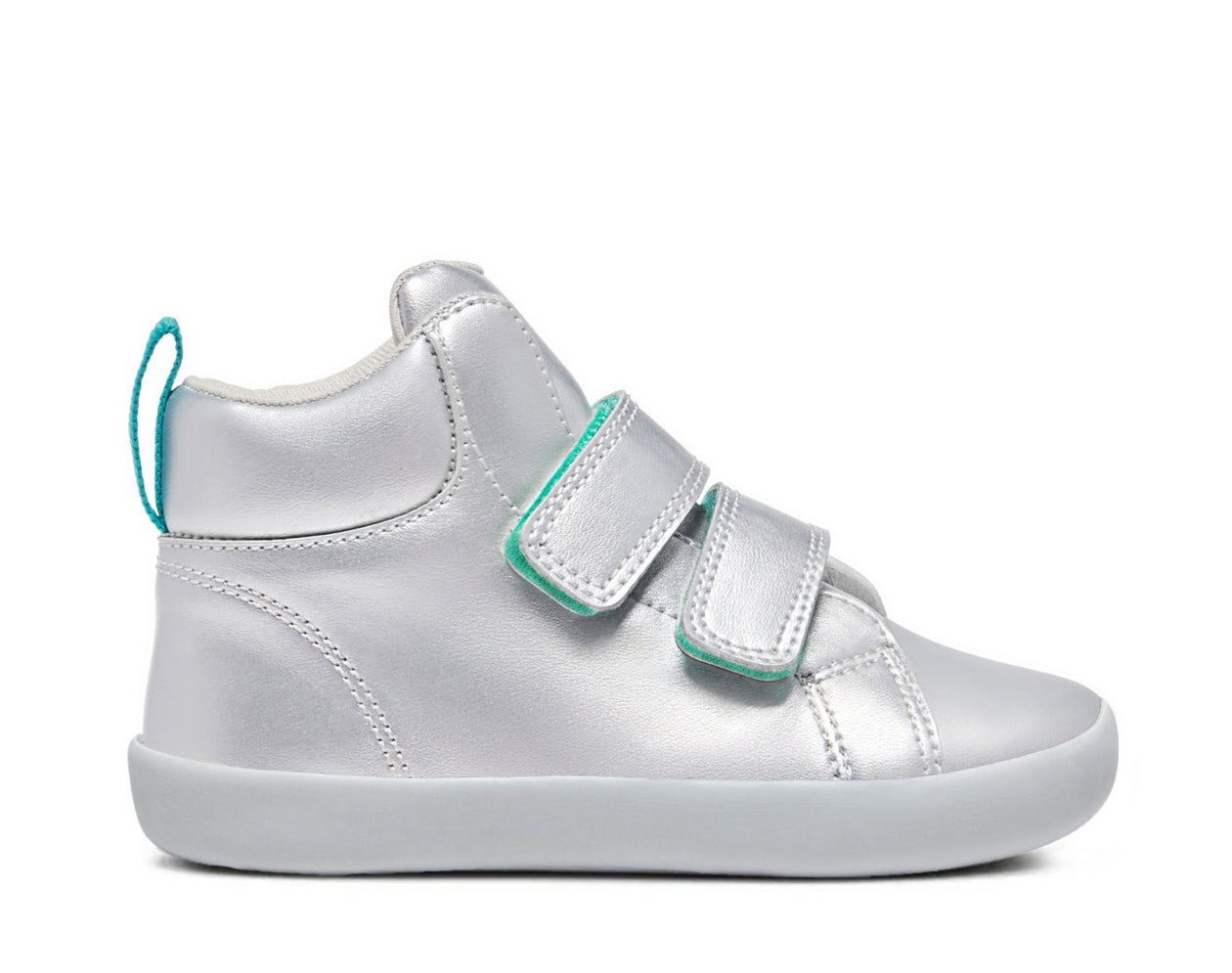 Side view of Ten Little Everyday High Top - Moondust Silver. Available at www.tenlittle.com