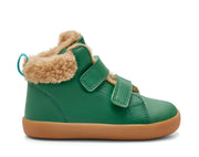 Side view of Ten Little Furry High Top - Emerald Green. Available at www.tenlittle.com