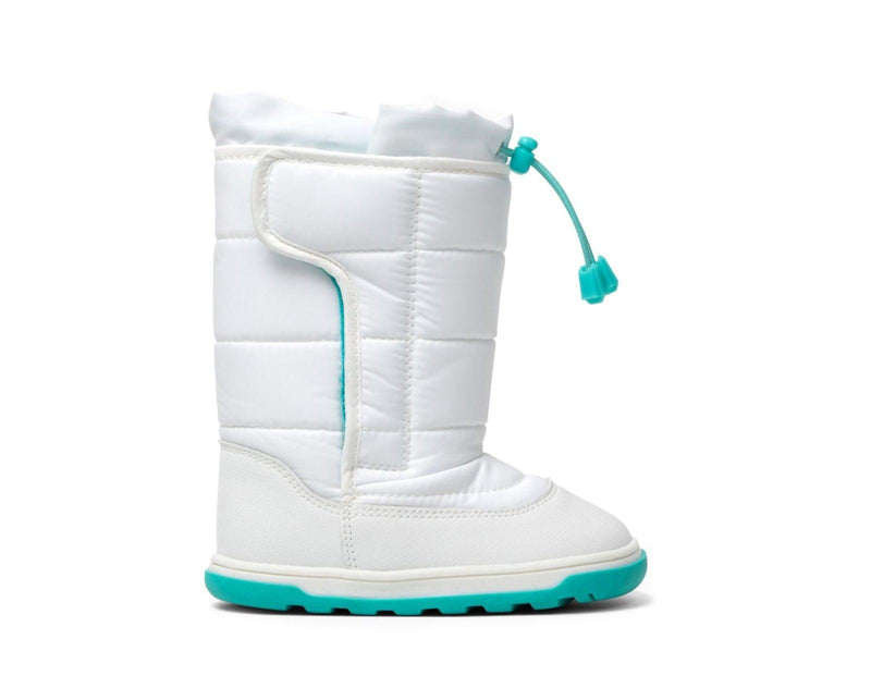 Ten Little Snow Boots in White and Teal. Available at www.tenlittle.com