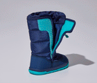 GIF of velcro closure and adjustable toggle on Ten Little Snow Boots - Navy Blue. Available at www.tenlittle.com