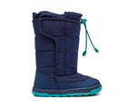 Side view of Ten Little Snow Boots with velcro closure - Navy Blue. Available at www.tenlittle.com