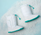 Ten Little Snow Boots in White and Teal. Available at www.tenlittle.com