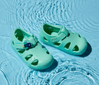 Ten Little Splash Sandal Charms - Rocket Ship on Splash Sandal shoe in Aqua Mint. Available from www.tenlittle.com