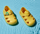 Ten Little Splash Sandal Charms - Rainbow on Splash Sandal shoe in Daisy Yellow. Available from www.tenlittle.com