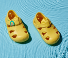 Ten Little Rainbow Splash Sandal Charm on Daisy Yellow Splash Sandals. Available at www.tenlittle.com