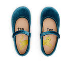 Top view of Ten Little Velvet Ballet Flats - Sapphire Blue. Available from www.tenlittle.com