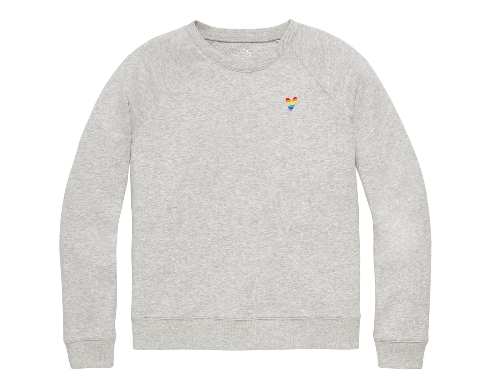Primary Adult Embroidered Sweatshirt - Rainbow - Gray. Available at www.tenlittle.com