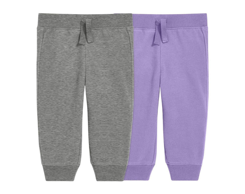 Primary Baby French Terry Jogger - 2 Pack - Heather Gray / Iris. Available at www.tenlittle.com