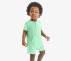 Child wearing Primary Baby Henley Romper - Clover. Available at www.tenlittle.com