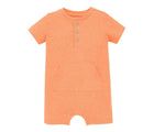 Front view of Primary Baby Henley Romper - Goldfish. Available at www.tenlittle.com