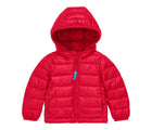 Primary Baby Lightweight Puffer Jacket - Cherry. Available at www.tenlittle.com