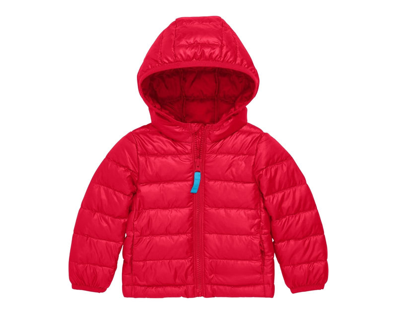 Primary Baby Lightweight Puffer Jacket - Cherry. Available at www.tenlittle.com