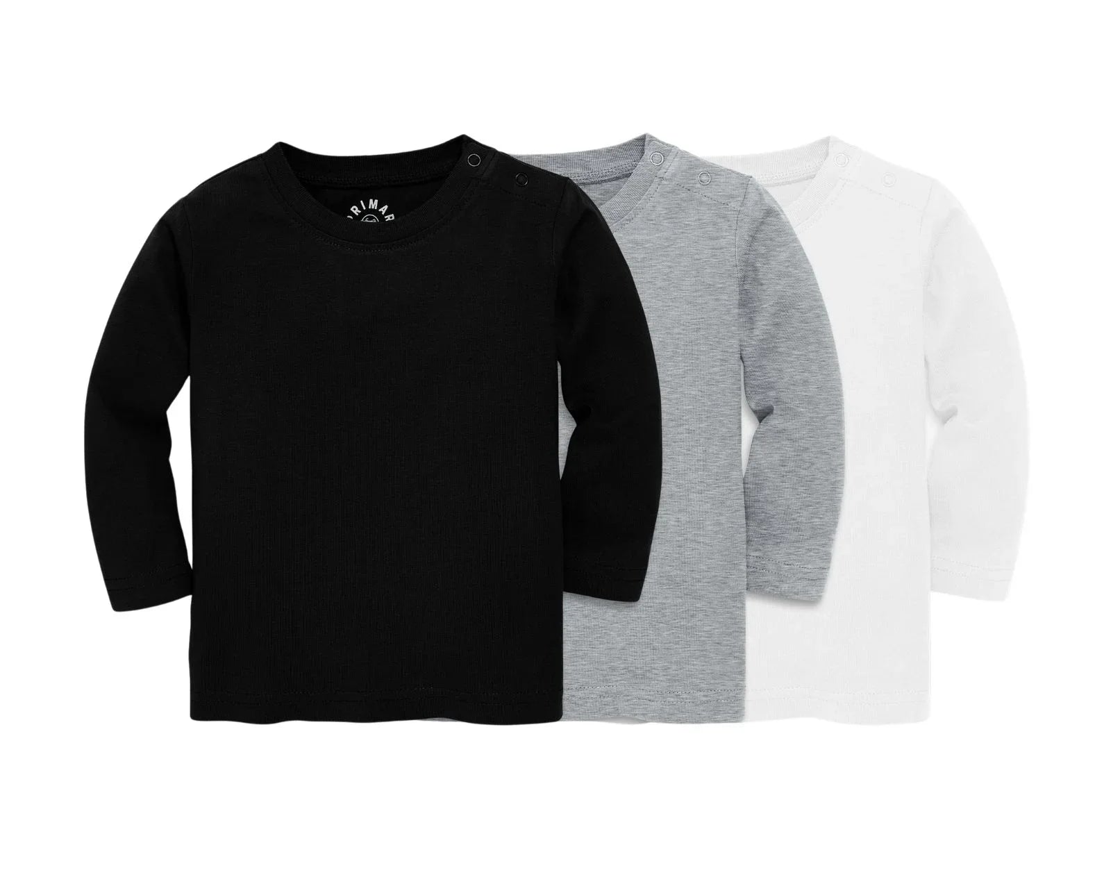 Primary Baby Long Sleeve Tee - 3 Pack - Neutral Mix. Available at www.tenlittle.com