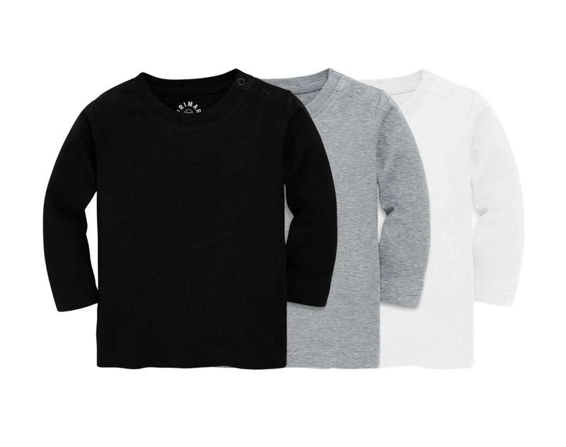 Primary Baby Long Sleeve Tee - 3 Pack - Neutral Mix. Available at www.tenlittle.com