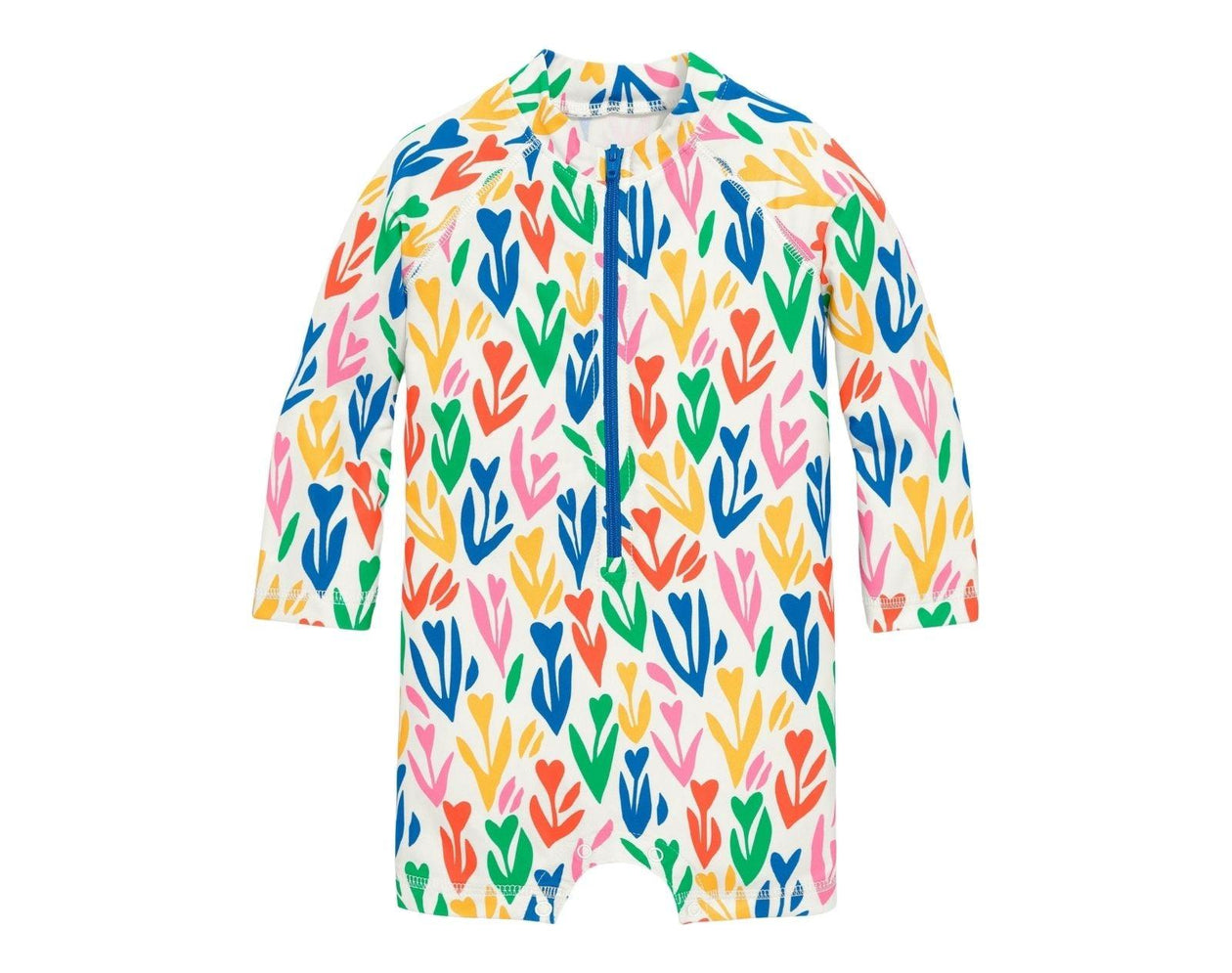 Primary Baby One-Piece Rash Guard - White / Tulips. Available at www.tenlittle.com