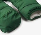 Close up foldover feet of Primary - Baby Parka Puffer Suit - Evergreen - Available at www.tenlittle.com