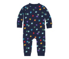 Primary - Rainbow Star Baby Sweatshirt Romper - Navy Confetti Stars - Available at www.tenlittle.com