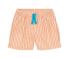 Front view of Primary Baby Swim Trunks - Cantaloupe White Stripe. Available at www.tenlittle.com