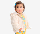 Baby wearing Primary - Baby Teddy Fleece Jacket - Oat - Available at www.tenlittle.com