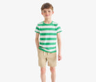 Child wearing Primary Chino Drawstring Shorts - Khaki. Available at www.tenlittle.com