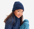 Child wearing Primary - Cotton Beanie - Navy - Available at www.tenlittle.com