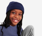 Child wearing Primary - Cotton Beanie - Navy - Available at www.tenlittle.com