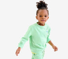 Child wearing Primary Embroidered Sweatshirt - Pear. Available at www.tenlittle.com