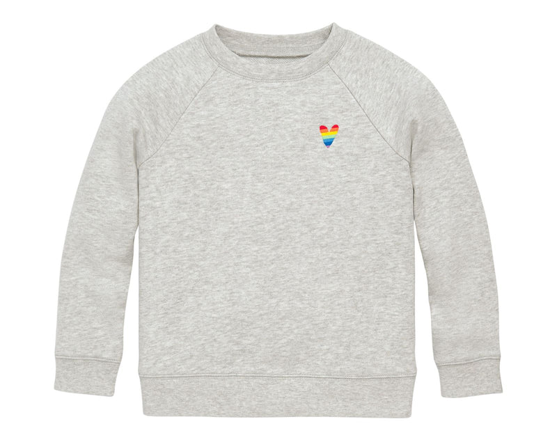 Primary Embroidered Sweatshirt - Rainbow - Gray. Available at www.tenlittle.com