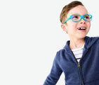 Child wearing Primary - Fleece Zip Hoodie - Heather Navy - Available at www.tenlittle.com