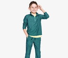 Boy wearing Primary - FlexKnit Jogger - Spruce - Available at www.tenlittle.com