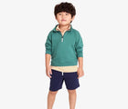 Child wearing Primary Gym Shorts - Navy. Available at www.tenlittle.com