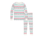 Primary Holiday PJ Set - Merry Ribbons - Ivory Multi Fairisle. Available at www.tenlittle.com