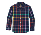 Primary Long Sleeve Button Down - Rainbow Plaid - Navy / Rainbow Plaid. Available at www.tenlittle.com