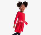 Child wearing Primary Long Sleeve Pocket Dress - Cherry. Available at www.tenlittle.com