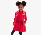 Child wearing Primary Long Sleeve Pocket Dress - Cherry. Available at www.tenlittle.com
