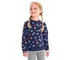 Child wearing Primary French Terry Sweatshirt - Rainbow Stars - Navy / Confetti Stars. Available at www.tenlittle.com