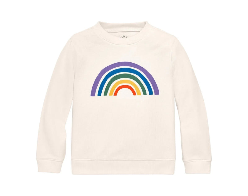 Primary French Terry Sweatshirt - Rainbow - Oat / Rainbow Graphic. Available at www.tenlittle.com