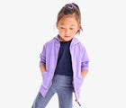 Child wearing Primary French Terry Zip Hoodie - Iris. Available at www.tenlittle.com