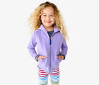 Child wearing Primary French Terry Zip Hoodie - Iris. Available at www.tenlittle.com