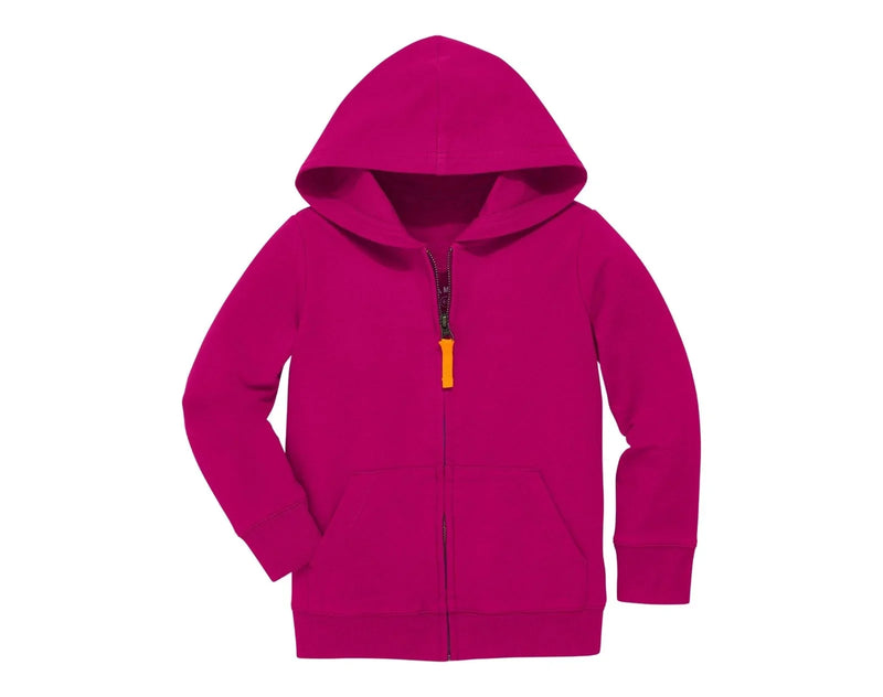 Primary French Terry Zip Hoodie - Raspberry. Available at www.tenlittle.com