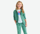 Child wearing Primary French Terry Zip Hoodie - Sunwashed Teal. Available at www.tenlittle.com