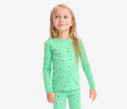 Child wearing Primary - Long Sleeve PJ Set - Clover/Paper Planes - Available at www.tenlittle.com