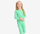 Child wearing Primary - Long Sleeve PJ Set - Clover/Paper Planes - Available at www.tenlittle.com