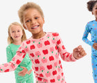 Kids wearing Primary - Long Sleeve PJ Set - Assorted Colors - Available at www.tenlittle.com