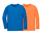 Front view of Primary Long Sleeve Rash Guard - 2 Pack - Blueberry / Cantaloupe. Available at www.tenlittle.com