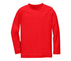 Front view of Primary Long Sleeve Rash Guard - Tomato. Available at www.tenlittle.com
