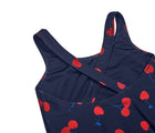 Crossback straps of Primary One Piece Swimsuit - Cherries - Navy Cherries. Available at www.tenlittle.com