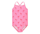 Front view of Primary One-Piece Swimsuit - Flamingos - Pink Lemonade Flamingos. Available at www.tenlittle.com