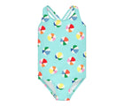 Front view of Primary One-Piece Swimsuit - Mist Beach Balls. Available at www.tenlittle.com